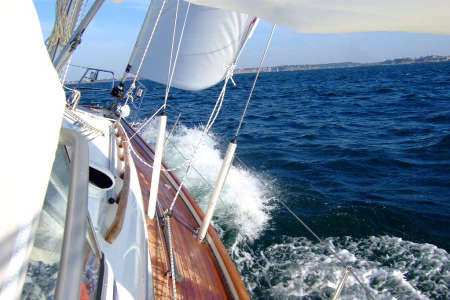 A cruise starts near the coast.