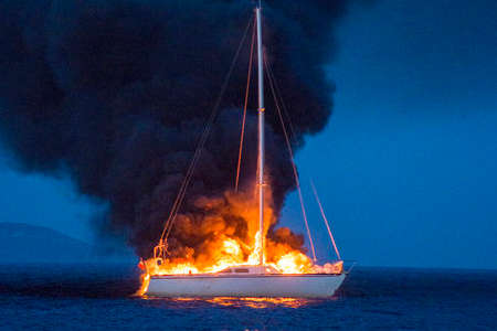 Sailboat on fire