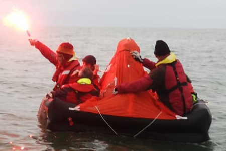 Survival raft in real-life situation